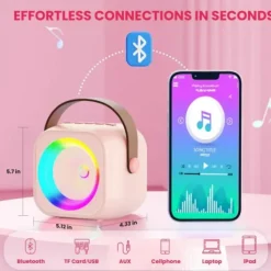 Mini Mic Pro Mini Karaoke Machine for Kids Adults, Portable Bluetooth Speaker with 1/2 Wireless Microphones, Birthday Gifts Toys for Girls