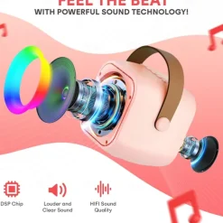 Mini Mic Pro Mini Karaoke Machine for Kids Adults, Portable Bluetooth Speaker with 1/2 Wireless Microphones, Birthday Gifts Toys for Girls