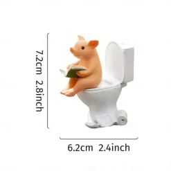 Mini Pig Animal Statue, Waterproof Resin Hand-Painted Garden Decor, Small Pig Figurine for Home, Yard, Patio, Bonsai Landscaping, Miniature Animal Ornament for Indoor and Outdoor Decoration