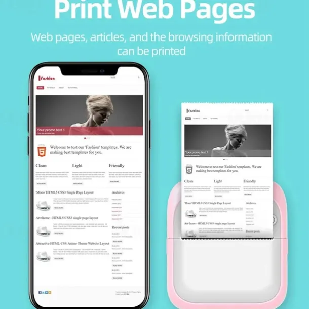 Mini Pocket Printer Bluetooth Photo Picture HD Label Student Thermal Paper Student Wrong Question Mini Portable Printer For Learning