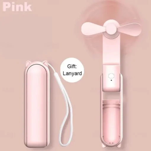 Mini Portable Fan: USB Rechargeable, Quiet Handheld/Desktop Design, Foldable for Office/Home, Powerful 3-Speeds, Ideal for Outdoor Travel, Doubles as Power Bank, Compact Pocket Size
