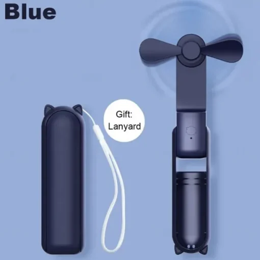 Mini Portable Fan: USB Rechargeable, Quiet Handheld/Desktop Design, Foldable for Office/Home, Powerful 3-Speeds, Ideal for Outdoor Travel, Doubles as Power Bank, Compact Pocket Size