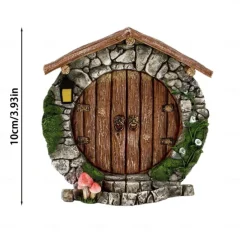 Miniature Fairy Gnome Door Figurines Elf Home For Yard Art Garden Tree Sculpture Decor Statues Decor Fairy Outdoor Garden