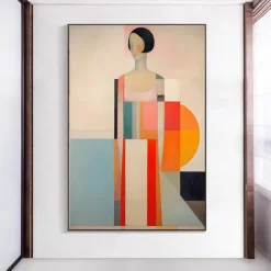 Minimalist Geometry Woman Original Abstract Oil Painting on Canvas Hand-painted Wall Art Modern Home Decoration Contemporary Art No Frame