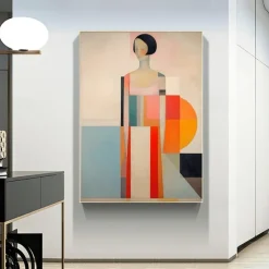 Minimalist Geometry Woman Original Abstract Oil Painting on Canvas Hand-painted Wall Art Modern Home Decoration Contemporary Art No Frame