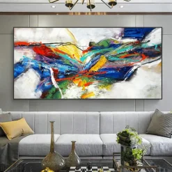 Mintura Handmade Abstract Colorful Oil Paintings On Canvas Wall Art Decoration Modern Picture For Home Decor Rolled Frameless Unstretched Painting