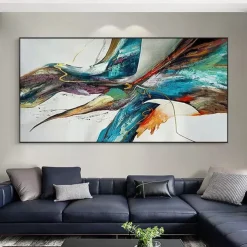 Mintura Handmade Abstract Colorful Oil Paintings On Canvas Wall Art Decoration Modern Picture For Home Decor Rolled Frameless Unstretched Painting
