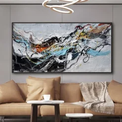 Mintura Handmade Abstract Colorful Oil Paintings On Canvas Wall Art Decoration Modern Picture For Home Decor Rolled Frameless Unstretched Painting