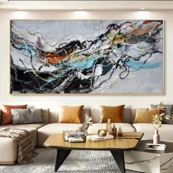 Mintura Handmade Abstract Colorful Oil Paintings On Canvas Wall Art Decoration Modern Picture For Home Decor Rolled Frameless Unstretched Painting