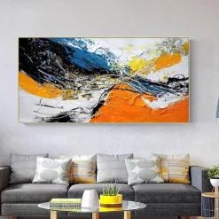 Mintura Handmade Abstract Colorful Oil Paintings On Canvas Wall Art Decoration Modern Picture For Home Decor Rolled Frameless Unstretched Painting