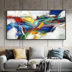 Mintura Handmade Abstract Colorful Oil Paintings On Canvas Wall Art Decoration Modern Picture For Home Decor Rolled Frameless Unstretched Painting
