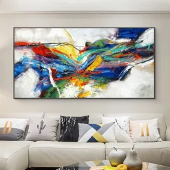 Mintura Handmade Abstract Colorful Oil Paintings On Canvas Wall Art Decoration Modern Picture For Home Decor Rolled Frameless Unstretched Painting