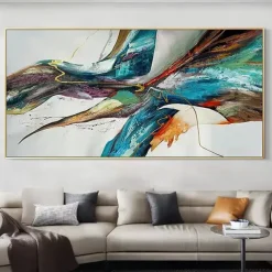 Mintura Handmade Abstract Colorful Oil Paintings On Canvas Wall Art Decoration Modern Picture For Home Decor Rolled Frameless Unstretched Painting