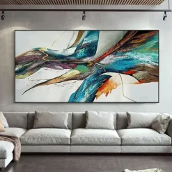 Mintura Handmade Abstract Colorful Oil Paintings On Canvas Wall Art Decoration Modern Picture For Home Decor Rolled Frameless Unstretched Painting