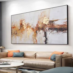 Mintura Handmade Abstract Gold Oil Paintings On Canvas Wall Art Decoration Modern Picture For Home Decor Rolled Frameless Unstretched Painting