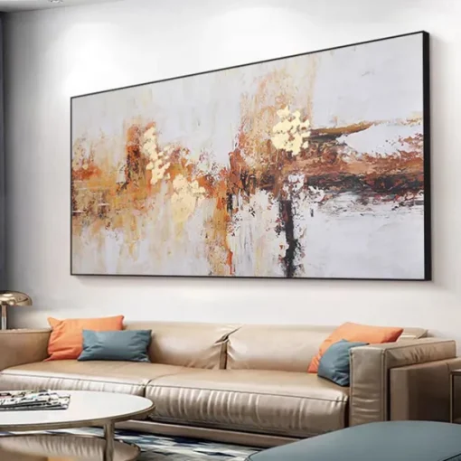 Mintura Handmade Abstract Gold Oil Paintings On Canvas Wall Art Decoration Modern Picture For Home Decor Rolled Frameless Unstretched Painting