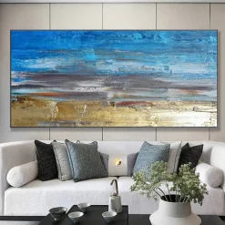 Mintura Handmade Abstract Gold Oil Paintings On Canvas Wall Art Decoration Modern Picture For Home Decor Rolled Frameless Unstretched Painting