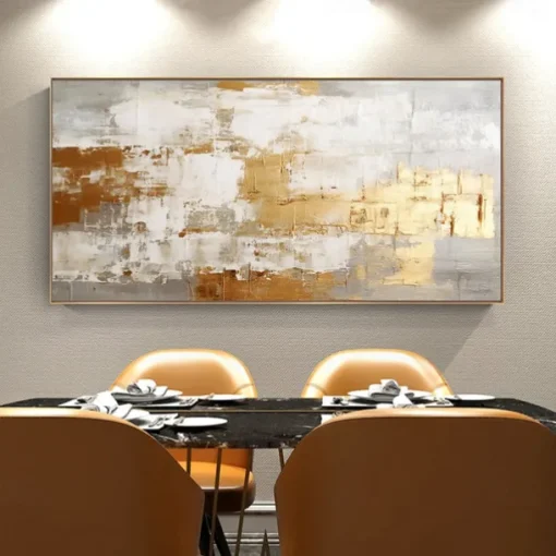Mintura Handmade Abstract Gold Oil Paintings On Canvas Wall Art Decoration Modern Picture For Home Decor Rolled Frameless Unstretched Painting