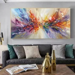 Mintura Handmade Colorful Oil Paintings On Canvas Large Wall Art Decoration Modern Abstract Color Block Picture For Home Decor Rolled Frameless Unstretched Painting