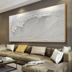 Mintura Handmade 3D Sea Wave Oil Paintings On Canvas Wall Art Decoration Modern Abstract Picture For Home Decor Rolled Frameless Unstretched Painting