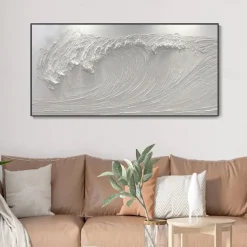 Mintura Handmade 3D Sea Wave Oil Paintings On Canvas Wall Art Decoration Modern Abstract Picture For Home Decor Rolled Frameless Unstretched Painting