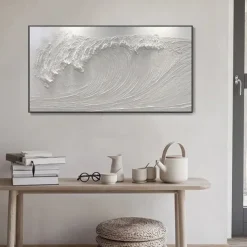 Mintura Handmade 3D Sea Wave Oil Paintings On Canvas Wall Art Decoration Modern Abstract Picture For Home Decor Rolled Frameless Unstretched Painting