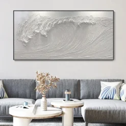 Mintura Handmade 3D Sea Wave Oil Paintings On Canvas Wall Art Decoration Modern Abstract Picture For Home Decor Rolled Frameless Unstretched Painting