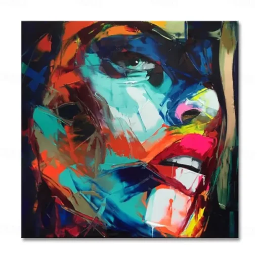 Mintura Handmade Face Oil Paintings On Canvas Wall Art Decoration Modern Abstract Figure Pictures For Home Decor Rolled Frameless Unstretched Painting