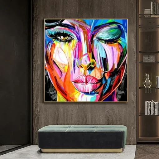 Mintura Handmade Face Oil Painting On Canvas Wall Art Decoration Modern Abstract Figure Picture For Home Decor Rolled Frameless Unstretched Painting
