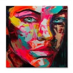 Mintura Handmade Figure Oil Paintings On Canvas Wall Art Decoration Modern Abstract Face Picture For Home Decor Rolled Frameless Unstretched Painting