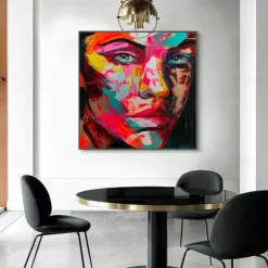 Mintura Handmade Figure Oil Paintings On Canvas Wall Art Decoration Modern Abstract Face Picture For Home Decor Rolled Frameless Unstretched Painting
