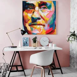 Mintura Handmade Figure Oil Paintings On Canvas Wall Art Decoration Modern Abstract Face Picture For Home Decor Rolled Frameless Unstretched Painting