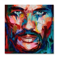 Mintura Handmade Figure Oil Paintings On Canvas Wall Art Decoration Modern Abstract Face Picture For Home Decor Rolled Frameless Unstretched Painting