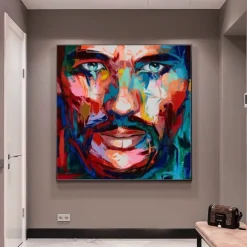 Mintura Handmade Figure Oil Paintings On Canvas Wall Art Decoration Modern Abstract Face Picture For Home Decor Rolled Frameless Unstretched Painting