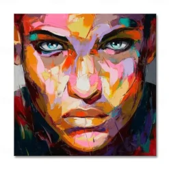 Mintura Handmade Figure Oil Paintings On Canvas Wall Art Decoration Modern Abstract Face Picture For Home Decor Rolled Frameless Unstretched Painting