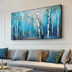 Mintura Handmade Forest Landscape Oil Paintings On Canvas Large Wall Art Decoration Modern Abstract Tree Picture For Home Decor Rolled Frameless Unstretched Painting