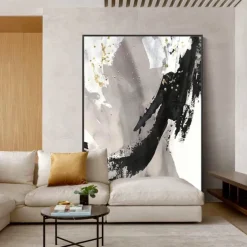 Mintura Handmade Gold Oil Paintings On Canvas Wall Art Decoration Modern Abstract Picture For Home Decor Rolled Frameless Unstretched Painting