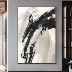 Mintura Handmade Gold Oil Paintings On Canvas Wall Art Decoration Modern Abstract Picture For Home Decor Rolled Frameless Unstretched Painting