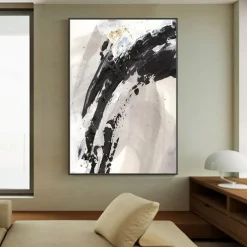 Mintura Handmade Gold Oil Paintings On Canvas Wall Art Decoration Modern Abstract Picture For Home Decor Rolled Frameless Unstretched Painting