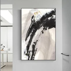 Mintura Handmade Gold Oil Paintings On Canvas Wall Art Decoration Modern Abstract Picture For Home Decor Rolled Frameless Unstretched Painting