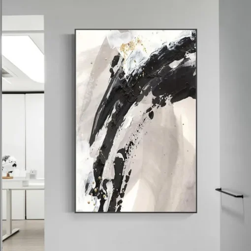 Mintura Handmade Gold Oil Paintings On Canvas Wall Art Decoration Modern Abstract Picture For Home Decor Rolled Frameless Unstretched Painting
