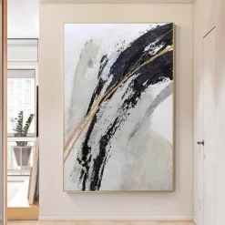 Mintura Handmade Gold Oil Paintings On Canvas Wall Art Decoration Modern Abstract Picture For Home Decor Rolled Frameless Unstretched Painting
