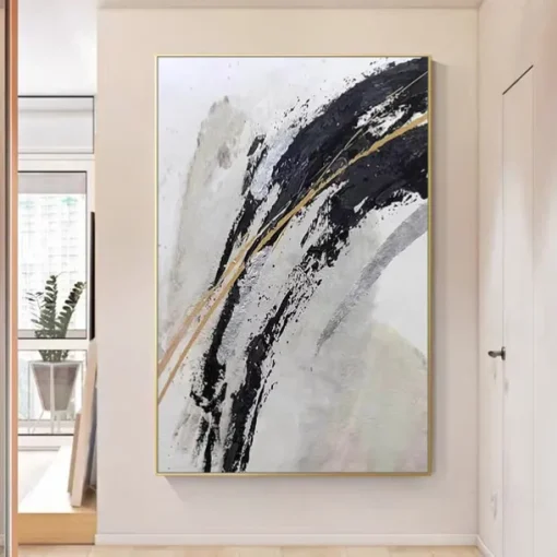 Mintura Handmade Gold Oil Paintings On Canvas Wall Art Decoration Modern Abstract Picture For Home Decor Rolled Frameless Unstretched Painting