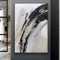 Mintura Handmade Gold Oil Paintings On Canvas Wall Art Decoration Modern Abstract Picture For Home Decor Rolled Frameless Unstretched Painting