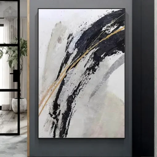 Mintura Handmade Gold Oil Paintings On Canvas Wall Art Decoration Modern Abstract Picture For Home Decor Rolled Frameless Unstretched Painting