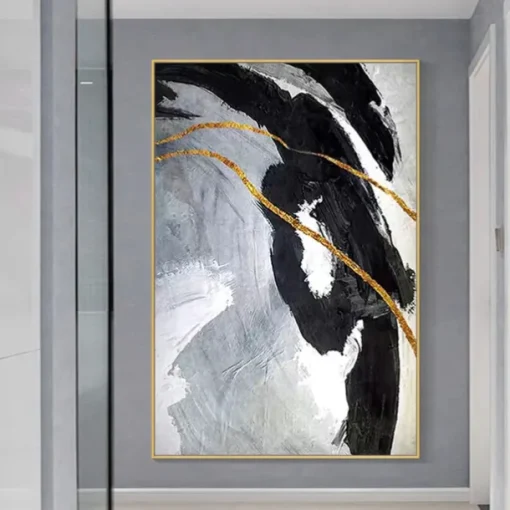 Mintura Handmade Gold Oil Paintings On Canvas Wall Art Decoration Modern Abstract Picture For Home Decor Rolled Frameless Unstretched Painting