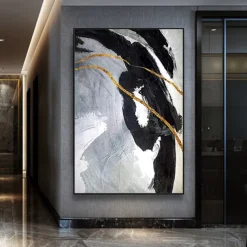 Mintura Handmade Gold Oil Paintings On Canvas Wall Art Decoration Modern Abstract Picture For Home Decor Rolled Frameless Unstretched Painting