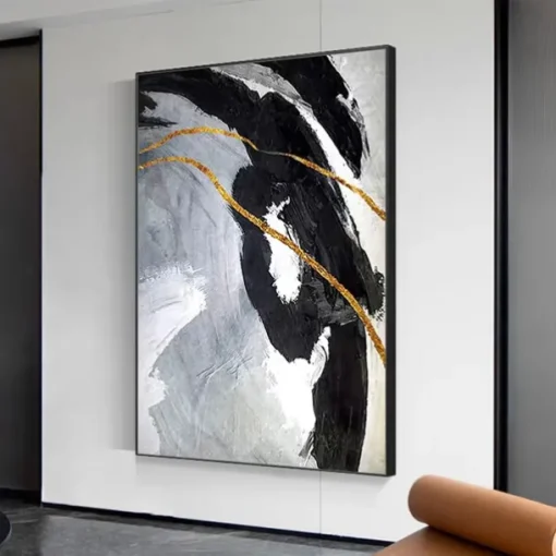 Mintura Handmade Gold Oil Paintings On Canvas Wall Art Decoration Modern Abstract Picture For Home Decor Rolled Frameless Unstretched Painting