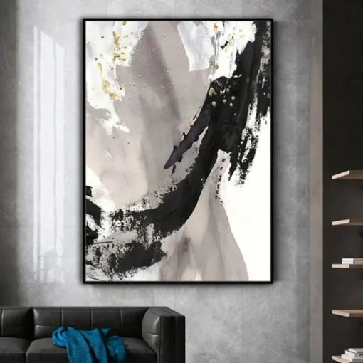 Mintura Handmade Gold Oil Paintings On Canvas Wall Art Decoration Modern Abstract Picture For Home Decor Rolled Frameless Unstretched Painting