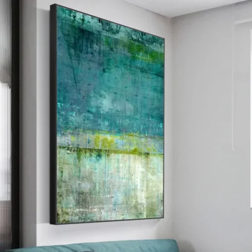 Mintura Handmade Green Abstract Oil Paintings On Canvas Modern Wall Art Room Decoration Picture For Home Decor Rolled Frameless Unstretched Painting